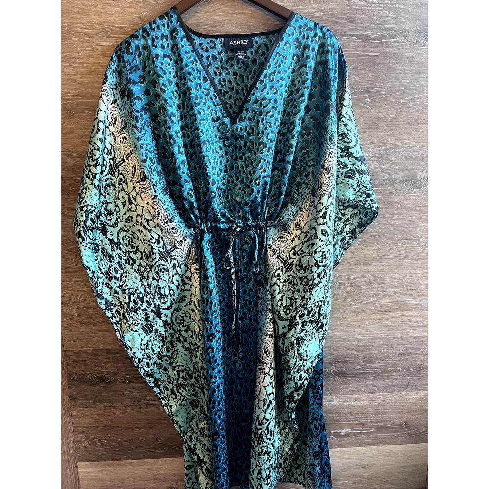 ASHRO dress one size blue oversized V neck
